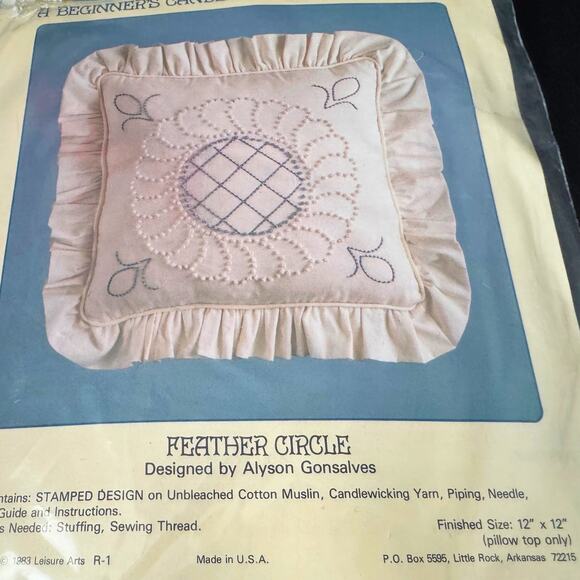 Vintage 1983 Leisure Arts Candlewicking Kit – Feather Circle by Alyson Gonsalves - Picture 3 of 5